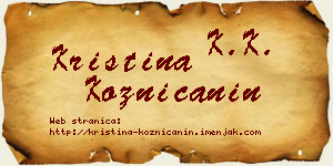 Kristina Kozničanin vizit kartica